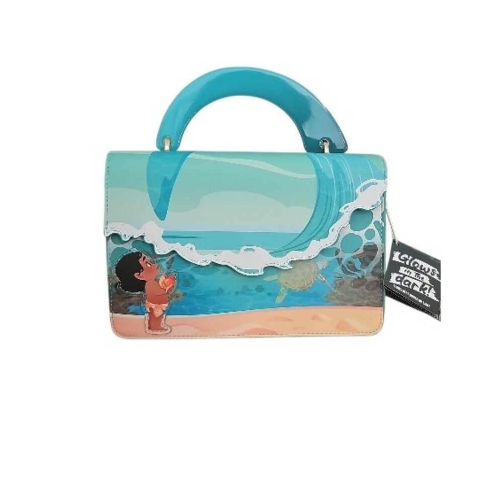 Loungefly Disney Moana Ocean Waves Glow Crossbody Bag NWT Wave Handle Vegan